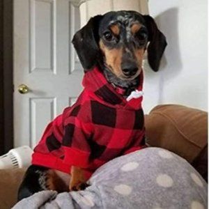 Plaid Dog Hoodie Sweaters with Hat